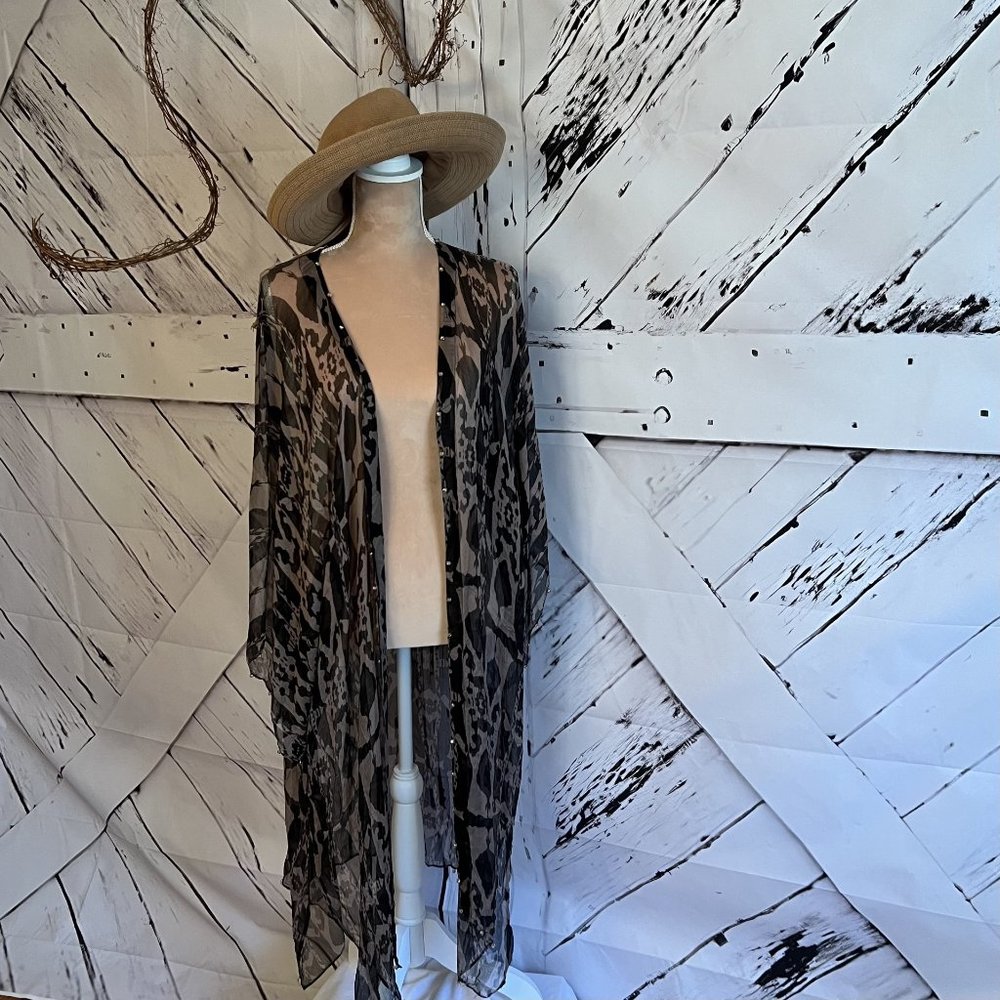 Soft Surroundings Women's Topper, Black/Brown, 2X